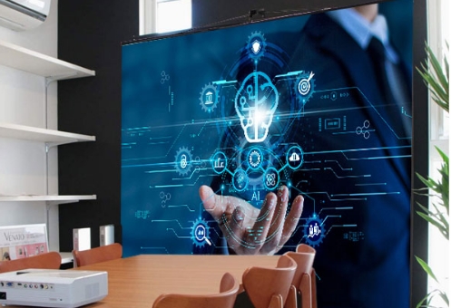 狭いミーティングルームでも省スペース設置